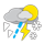 Zware bui met sneeuw of hagel, en onweer